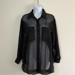 Esprit Sheer Button Down Floral Blouse